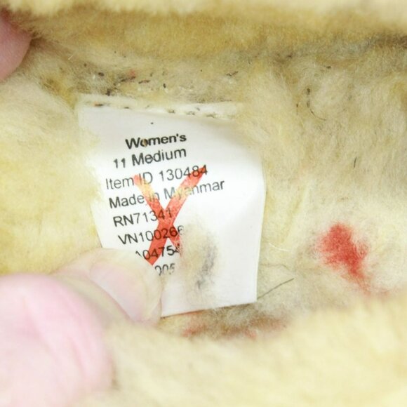 LL Bean Brown Suede Wicked Good Shearling Lined Moccasin Slippers Size 11 M - Picture 8 of 9